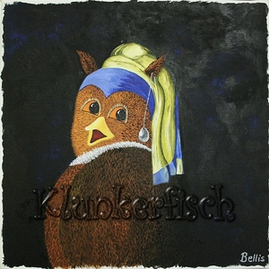 Acrylbild *Die Eule mit dem Perlenohrring*