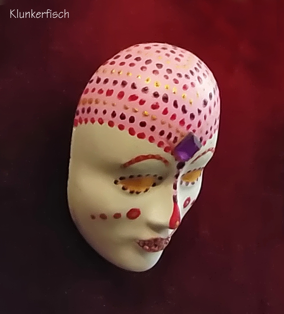 Masken-Brosche *Pink Harlekin*