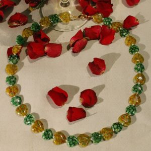 Millefiori-Halskette in Gelb und Grün