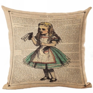 Kissen-Hülle mit Motiv aus Alice im Wunderland: Alice und das Fläschchen DRINK ME