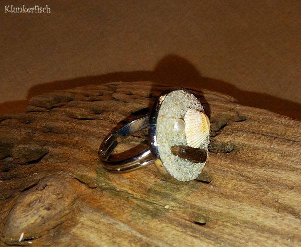 Strandgut-Ring mit Perle