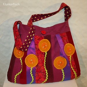 Fröhlich bunte Schultertasche in Rot - Unikat!