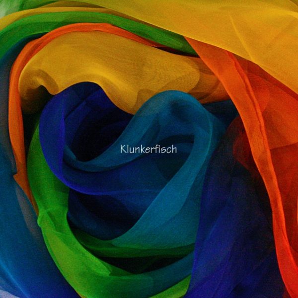 Tuch in Schalform aus Seiden-Chiffon in Regenbogen-Farben