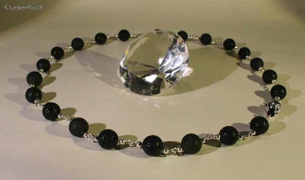 Aparte Modul-Kette aus Lava- und Drusen-Achat-Perlen