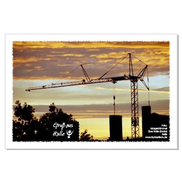 Postkarte von Halle: Morgenrot über der Pfännerhöhe