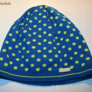 Frühlings-Beanie in Blau mit Punkten