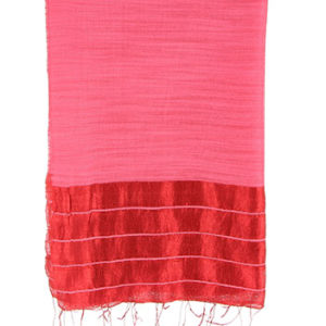 Hellrotes Schal-Tuch aus Seide und Leinen