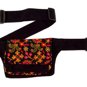 Bestickte Gürteltasche in Schwarz