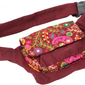 Bestickte Gürteltasche in Weinrot