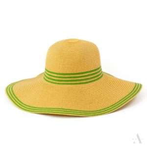 Sommer-Hut in Gelb mit grünen Streifen