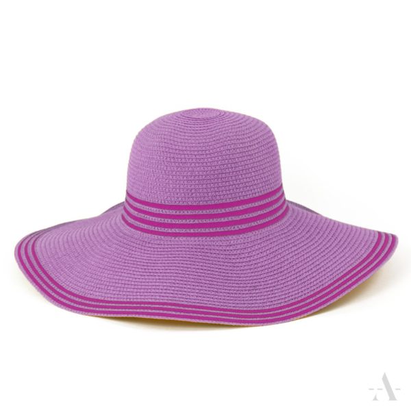 Sommer-Hut in Lila mit pinken Streifen