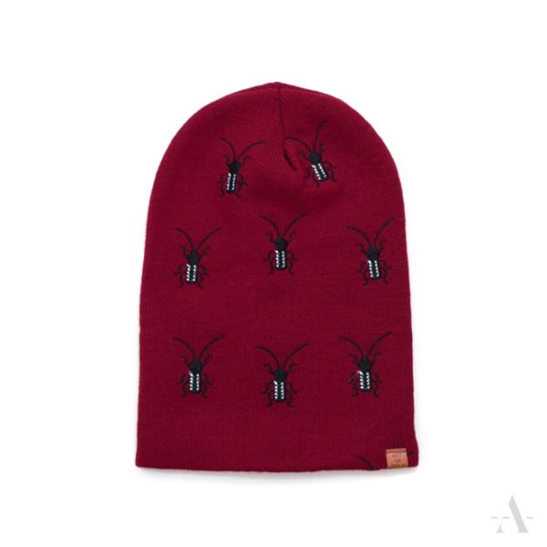Lustige Mütze mit aufgestickten Käfern in Rot