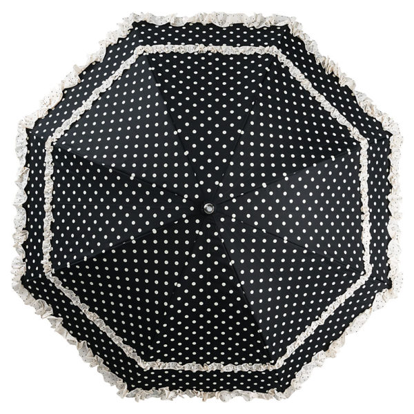 Regenschirm / Stockschirm mit Punkten und Rüschen