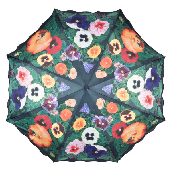 Regenschirm / Taschenschirm mit Stiefmütterchen