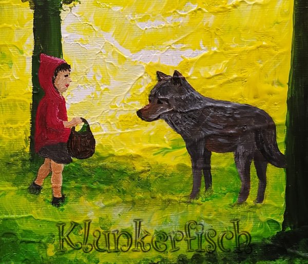 Acrylbild *Rotkäppchen und der Wolf*