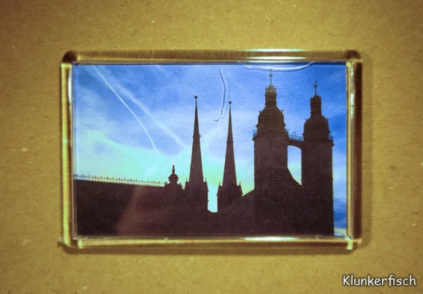Rechteckiger Kühlschrank-Magnet mit Halle-Foto: Marktkirche (horizontal)