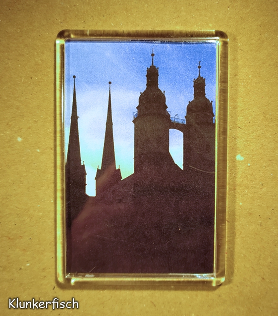 Rechteckiger Kühlschrank-Magnet mit Halle-Foto: Marktkirche (vertikal)
