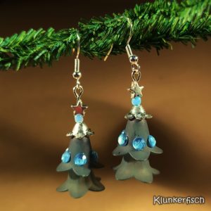 Ohrringe *Weihnachtsbaum* in Silber und Hellblau