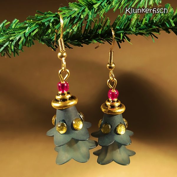 Ohrringe *Weihnachtsbaum* in Gold und Rot