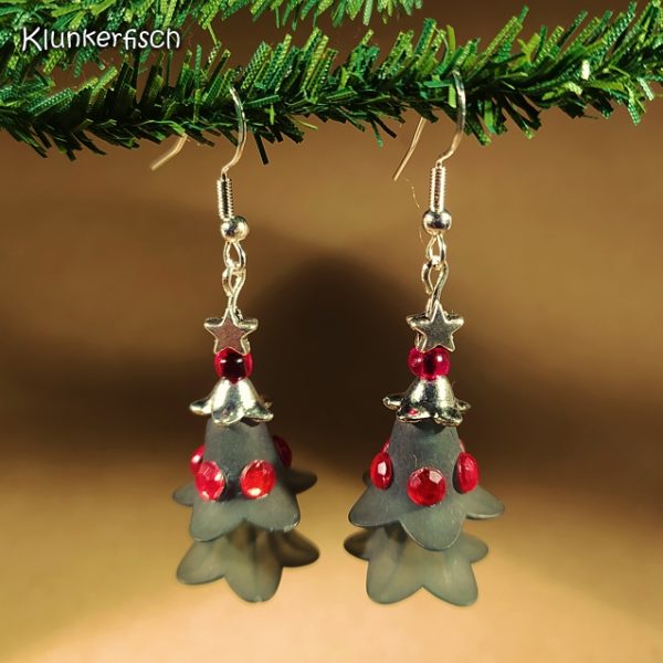 Ohrringe *Weihnachtsbaum* in Silber und Rot