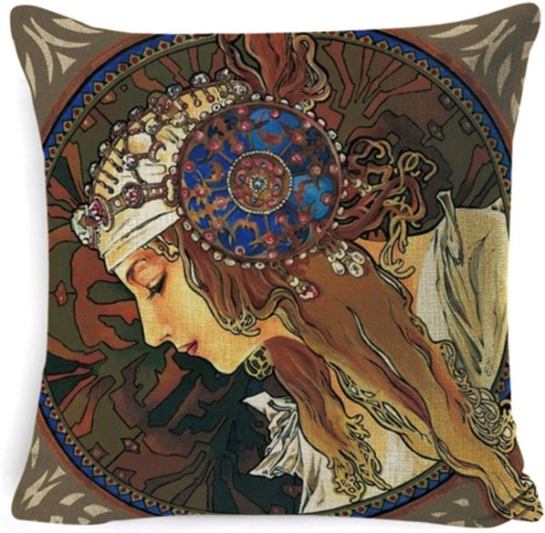 Kissen-Hülle mit Motiv von Alfons Mucha: Byzantinische Köpfe - Blond