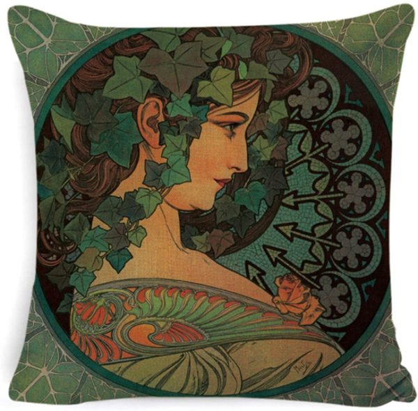 Kissen-Hülle mit Motiv von Alfons Mucha: Efeu