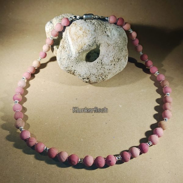 Collier aus Rhodochrosit und Silber