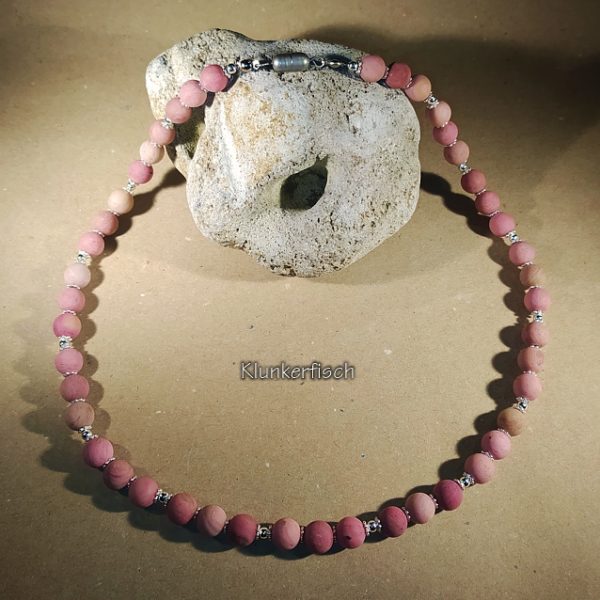 Collier aus Rhodochrosit und Silber