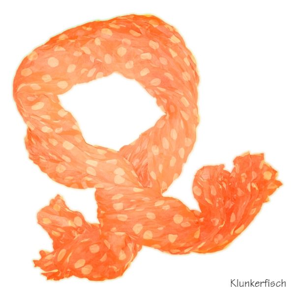 Duftig leichtes gepunktetes Schal-Tuch in Neon-Orange