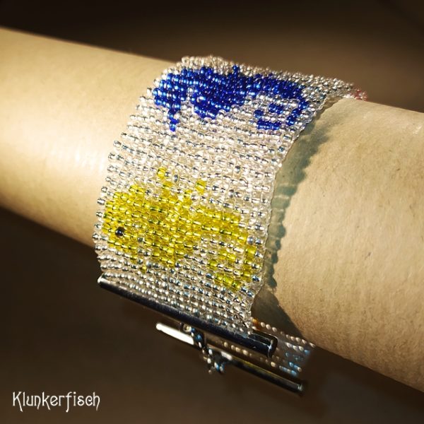 Aus Glasperlen gewebtes Armband *Seepferdchen*