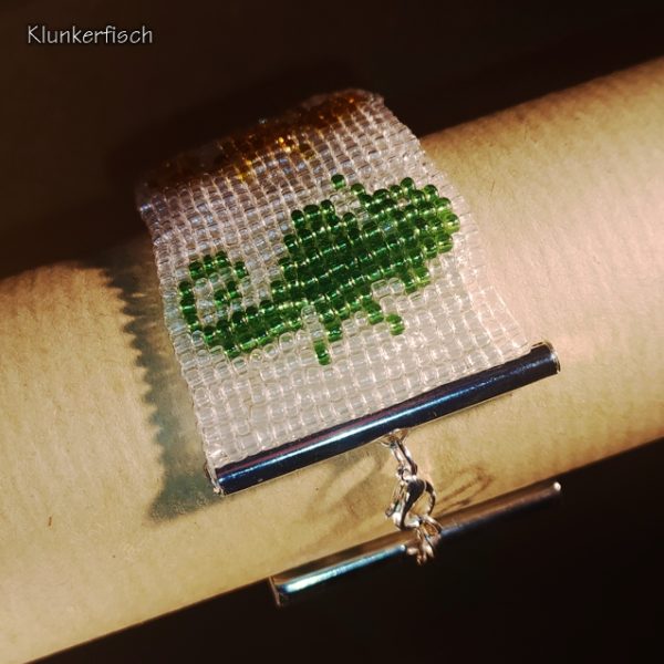Aus Glasperlen gewebtes Armband *Seepferdchen* in Transparent