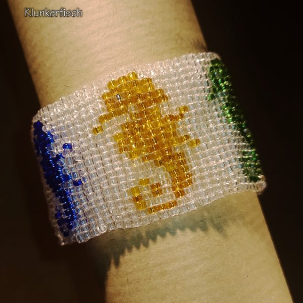 Aus Glasperlen gewebtes Armband *Seepferdchen* in Transparent