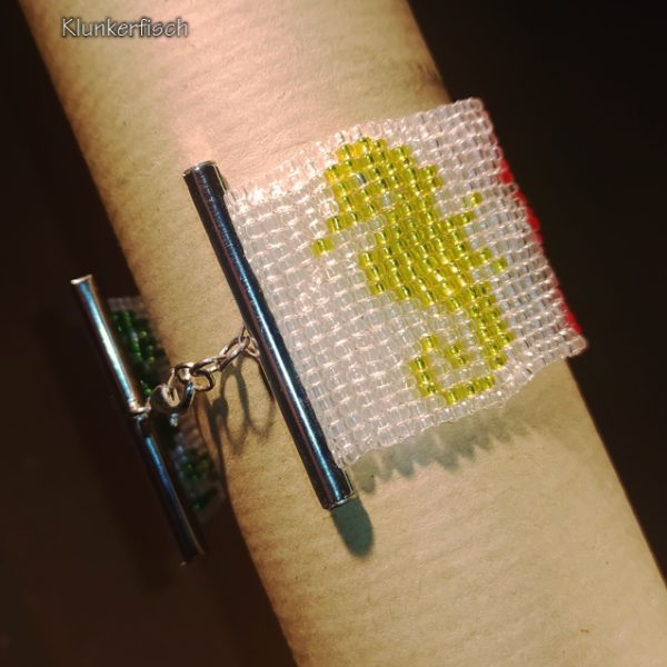 Aus Glasperlen gewebtes Armband *Seepferdchen* in Transparent