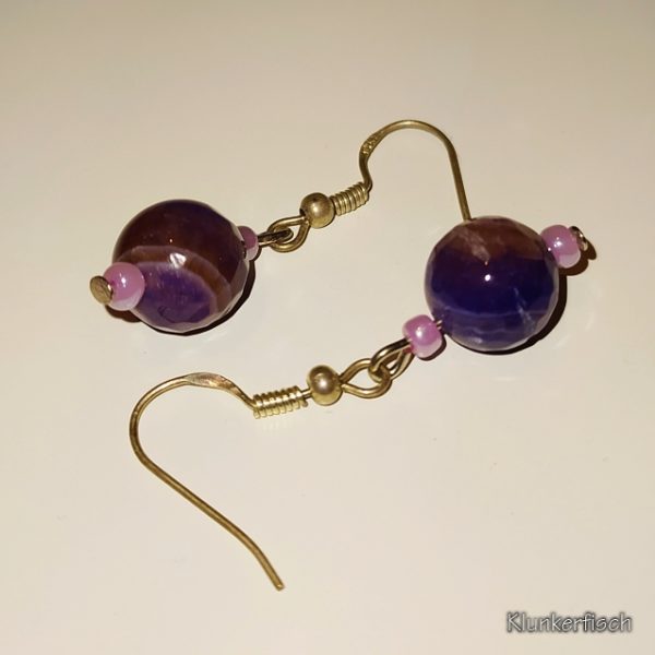 Ohrringe mit Achat-Perlen und Glasperlen